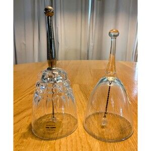 Set Of 2 Princess House Bells 24% Lead Crystal Bell & Etched Bell With 1996